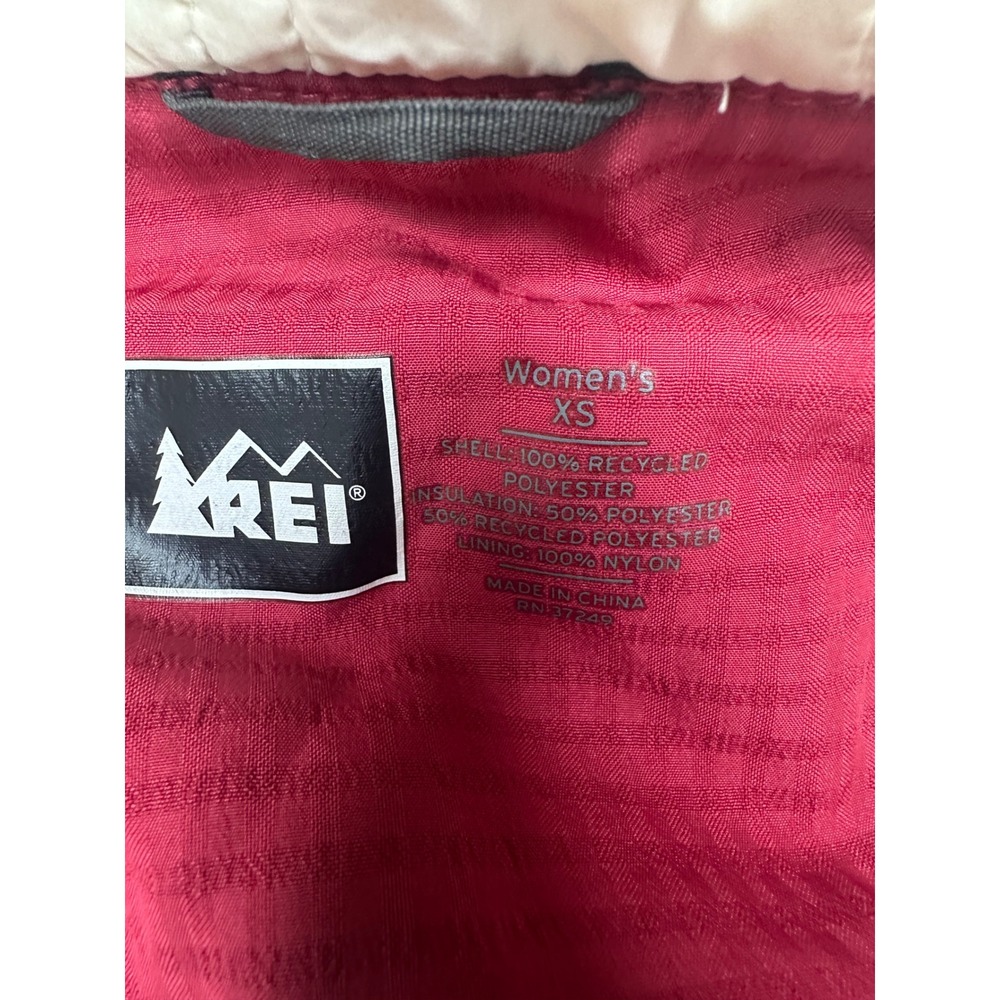 REI Elements Red Insulated Hooded Jacket Womens XS Full Zip Quilted Lining - Picture 7 of 9